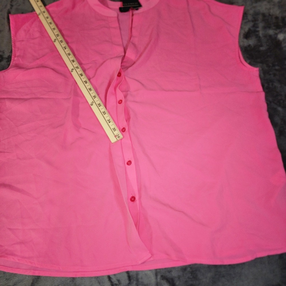Eloquii Pink Sleeveless Split Neck Blouse Hidden Button Down Top Plus Size 16 - Picture 8 of 12